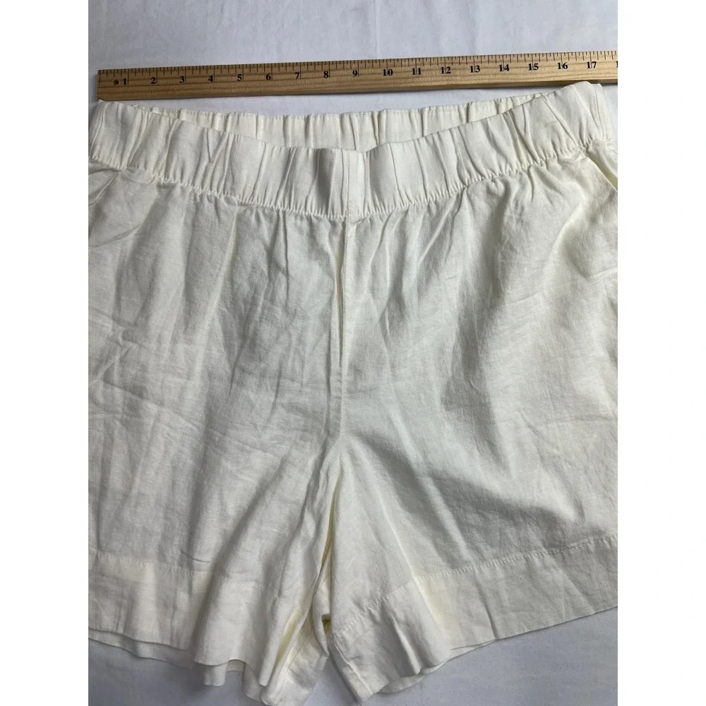 Gap Shorts Women XL White Linen Blend Elastic Waist Pull On Summer‎ New C13